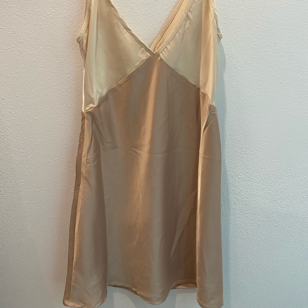 pepper mayo tan and creme slip dress